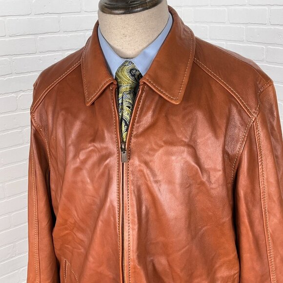 Robert Comstock Vertical Jacket Mens XLarge Brown Buttery Soft Leather Full Zip - Picture 2 of 13